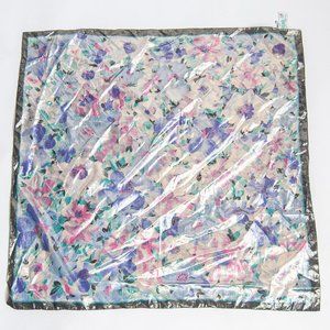 70s Metallic Pastel Floral Scarf  30' x 30' / Bana